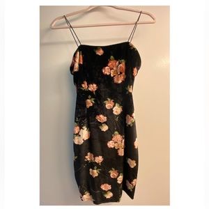 AQUA velvet flower bodycon mini dress
